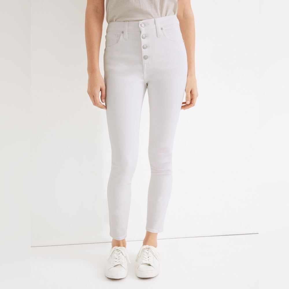 Madewell NWT 10" High Rise Skinny Crop Jeans Size 24 in Pure White: Button Front